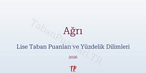 Ağrı Lise Taban Puanları ve Yüzdelik Dilimleri 2026