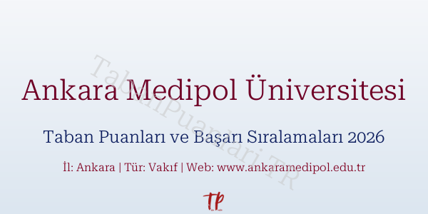 Ankara Medipol Üniversitesi Taban Puanları ve Başarı Sıralamaları 2026