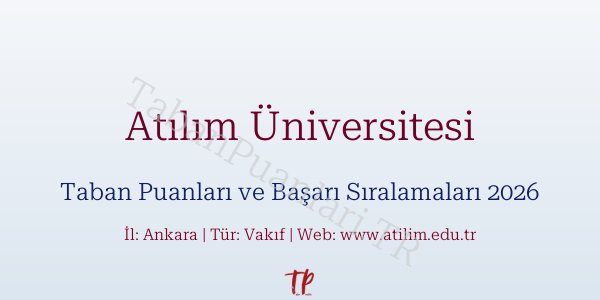 Atılım Üniversitesi Taban Puanları ve Başarı Sıralamaları 2026