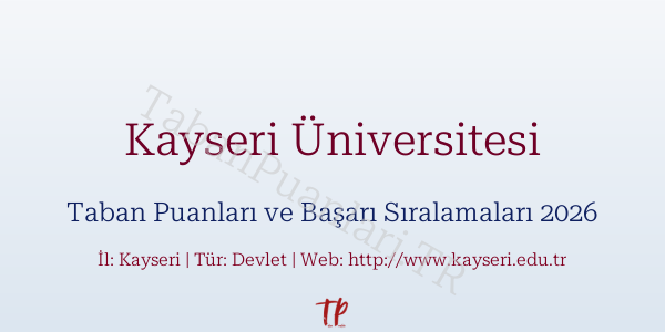 Kayseri Üniversitesi Taban Puanları ve Başarı Sıralamaları 2026