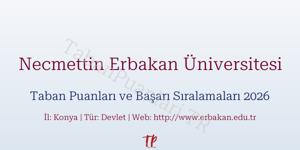 Necmettin Erbakan Üniversitesi Taban Puanları ve Başarı Sıralamaları 2026