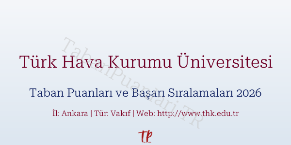 Türk Hava Kurumu Üniversitesi Taban Puanları ve Başarı Sıralamaları 2026